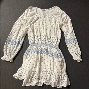 O'Neill White Boho Mini Dress with Blue & Red Print